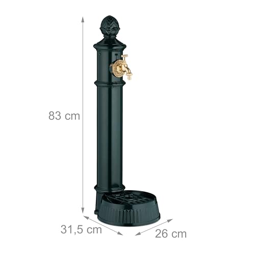 Fontaine extérieure jardin terrasse déco rétro point d'eau vert 83cm - 5
