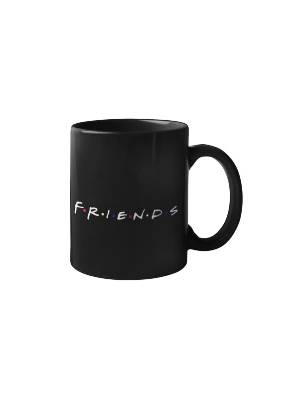 Manga Shop - Friends Netflix Series Typography Printed Ceramic | Hard Quality | Tea, Coffee, Milk & Penholder | Premium Print Black Mug/Cup