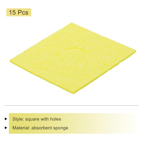 Image of MECCANIXITY 15PCS Soldering Sponge 60 x 60mm Square with Holes Yellow Cleaning Pad Iron Replacement for Cleaning Soldering Iron 2mm Natural Thickness 11mm Water Absorption Thickness
