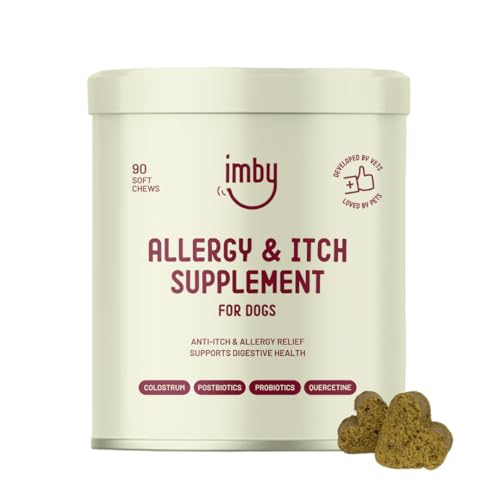 Imby Allergie und Anti Juckreiz Ergänzung für Hunde, Immunsystem und Darmgesundheit, reduziert Juckreiz, Allergien und Entzündungen, 90 Chews, 270 g
