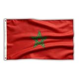 SHATCHI Marokko-Nationalflagge, marokkanisches Polyestergewebe, Messingösen, für FIFA-Weltmeisterschaft, Fußball, Rugby, Sport, groß, 150 x 90 cm, Rot