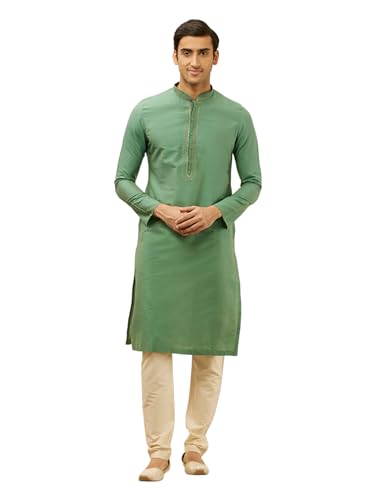 Manyavar Men Blended Viscose Solid Kurta Pyjama Set