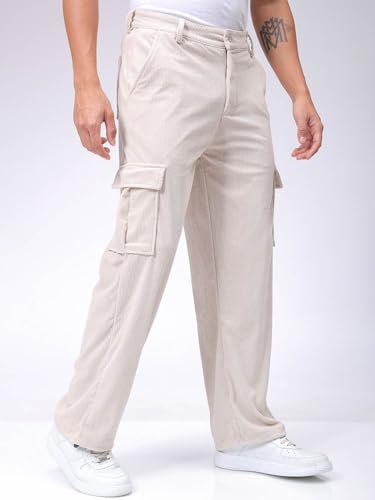 Image of The Indian Garage Co Men Baggy Textured Mid-Rise Cargos