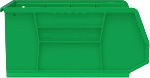 Image of Akro-Mils 30250 AkroBins Plastic Storage Bins, Space-Saving Stackable Bins for Garage, Pantry, Craft Organization, 15 inch x 16 inch x 7 inch, Green, 6-Pack