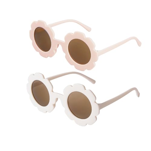 2 Pieces Flower Sunglasses, Cute Round Flower Sunglasses for Outdoor Beach Party
