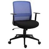 Vinsetto Silla de Oficina Ligera Silla Escritorio Giratoria con Altura Ajustable Reposabrazos Soporte Lumbar Respaldo Transpirable y Función Basculante 58x60x89-99 cm Azul