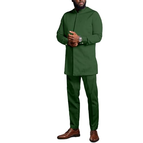 SEA&ALP Slim Fit African Suits For Men Dashiki Traditional Shirt Pants 2 Piece Set Outfits Nigerian Clothing Attire