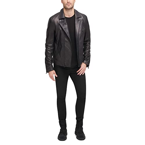 DKNY Men's Leather Motorcycle Jacket2
