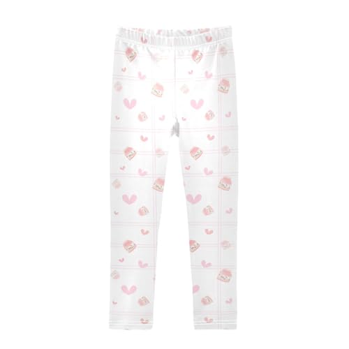 Strawberry Milk Girls Leggings,Workout Leggings for Girls Toddler Athletic Legging Size for 3-10T