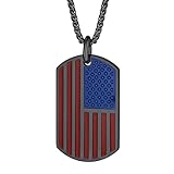 Bestyle Black American Flag USA Patriot Necklace, Stainless Steel Cool US National Flag Tag Pendant for Boys Men, Great Gift for Join the Army Party