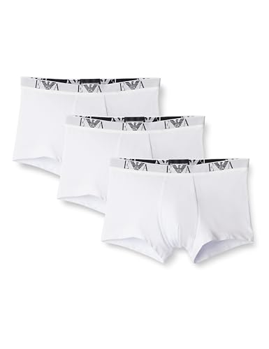Emporio Armani Underwear 3-Pack Trunk Essential Monogram Boxer, Hombre, Blanco (White 16510), M
