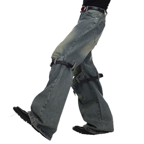 Men's Vintage Flared Leg Denim Jeans Streetwear Trendy Fashion Denim Pants Y2K4
