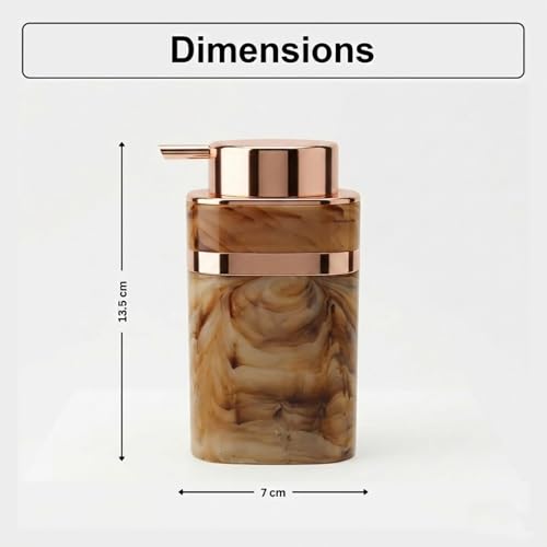 Image of Luxe Home International Marble Pattern Plastic Soap Dispenser for Bathroom and Kitchen Sink Leak Proof Liquid Hand Wash Square Bottle Lightweight Smooth Finish (13.5x7 cm Brown) Pack of 1