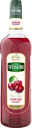 Sirop de Cerise Mathieu Teisseire, pour boissons cocktails, cocktails sans alcool, sodas, thés, cafés, chocolats, milk-shakes bouteille de 1L