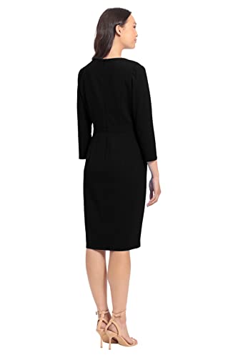 London Times Women's Work Office Business Sheath Dress with Button Waist Detail3