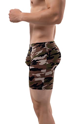 IKINGSKY Men's Camouflage Long Leg Boxer Briefs Sexy Bulge Trunks No Ride Up Underwear Stretch Men Underpanties3