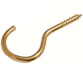 One Stop DIY 1,000 x UNSHOULDERED SCREW IN CUP HANGER HOOKS 38MM EB BRASS PLATED STEEL NEW