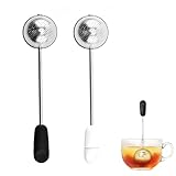 MANJIAMEI 茶こし ボール茶漉し ステンレス ティーストレーナー 2個入り ハンドル付き 蓋付き メッシュ 耐熱性 小型 軽量便利 お手入れ簡単 家庭用品 (ブラック+ホワイト)