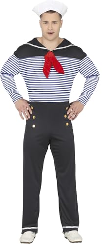 Fiestas Guirca Schickes Matrosen Kostüm Männer - Größe L 52 – 54 - Retro Seemanns Kostüm Erwachsene inkl. Matrosen Hut - Vintage Marine Kostüm...