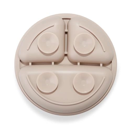 Image of PandaEar 3 Pack Toddler Plates, Silicone Divided Suction Plate for Babies, BPA-Free 100% Food-Grade Silicone Unbreakable Baby Plate (Brown /Blue /Green)
