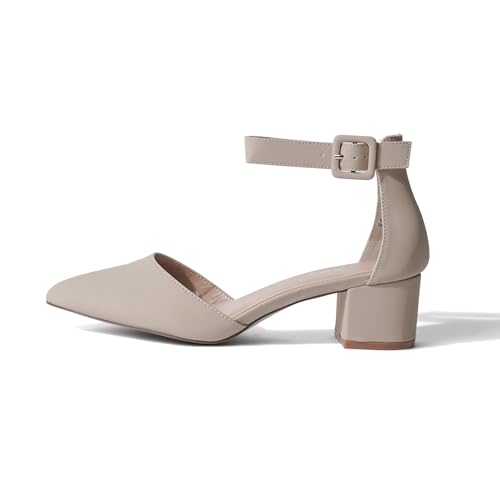 J. Adams Krista Heeled Sandal, Closed Toe Low Block Heels for Women, Wide Fit Dress Shoes for Teen Girls, Business Casual Short Heels, Closed Toe2