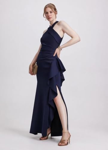 Ruffle Mother of The Bride Dresses for Women Cross Neck Long Grandmother of The Groom Dresses for Wedding4