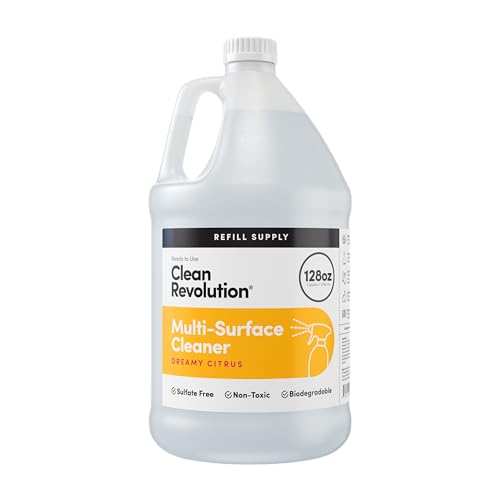 Image of Clean Revolution Multi Surface Cleaner Refill Supply, Non-Toxic, Eco-Friendly & Plant-Based, Ready to Use, Dreamy Citrus, 128 Fl Oz (Pack of 4)