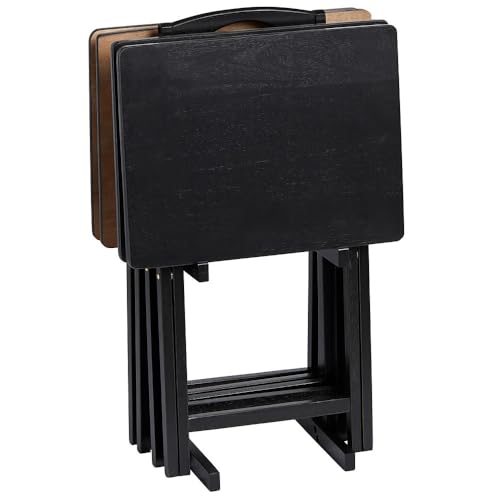 5-pc. TV Tray Set Wood Black