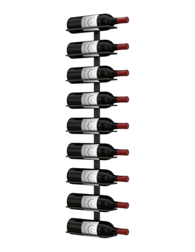 Image of Ultra Wine Racks Max Reveal Wall Mounted Wine Rack - Black Metal Wall Rails, 3 ft (9 Bottles)