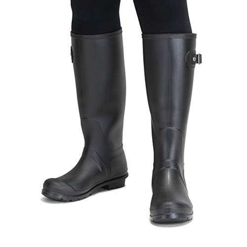 Womens Tall Muck Buckle Dog Walking Snow Rain Waterproof Wellington Boot - Black - UK6/EU39 - BL0290