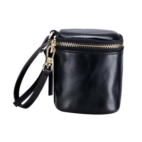 Pochette à rouge à lèvres compacte noire avec lanière pour maquillage