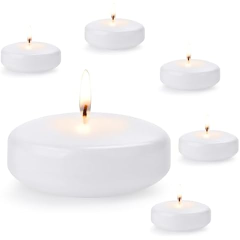 3 inch Floating Candles,24Pack White Dripless Wax Unscented Wax 13-15Hours Burning, Wedding Party Candles,for Centerpieces Suitable for Cylindrical Vases,Swimming Pool,Restaurant Decoration Cover