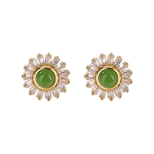 Boucles d'oreilles jade vert et argent 925 sterling pour femme