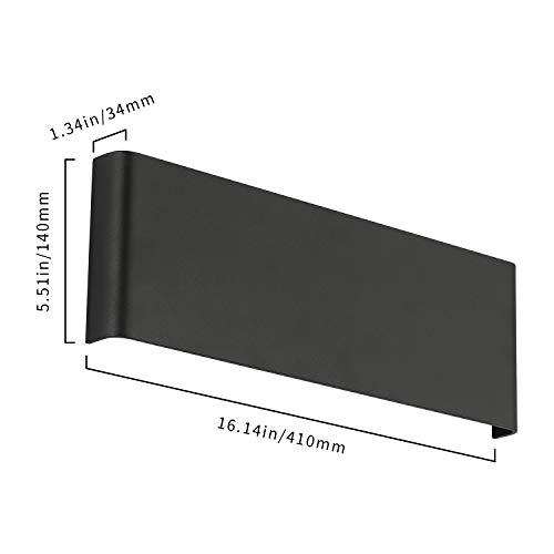Image of Joosenhouse 16 inch Inch Black LED Wall Lamps for Bedroom Indoor Hallway, Modern Mini Bathroom Vanity Lights 14W 4000K Up and Down Bedside Reading Lamp Rustic Wall Sconces