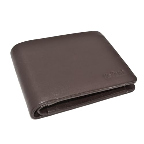 Image of Genuine Leather Bi-Fold Wallet (Brown) for Men | 3 Card Slots, 2 Hidden Pockets, 3 Notes Compartments and 1 Coin Compartment | Non-Stitched, Seamless Design, Stylish and Durable