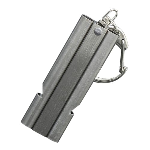 Silbato de acero inoxidable doble tubo para actividades al aire libre miniatura 1
