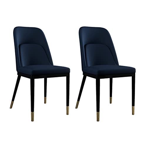 SJIALEN Kitchen Chairs Set of 2, Carbon Steel Frame Living Room Accent Chairs Faux Matte PU Leather Upholstered Back Dining Chairs Kitchen Chair (Color : Blue)
