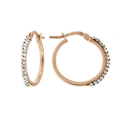 DelPia, Orecchini a Cerchio in Oro 18kt e Argento Sterling 925 2begold con Cristalli (Oro rosa, 15)