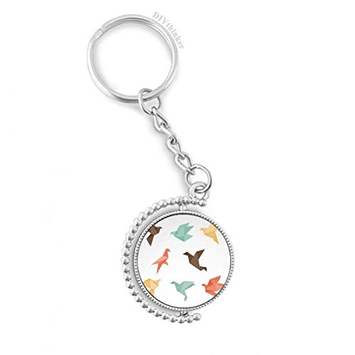Llavero giratorio de pájaro abstracto multicolor con anillo Pilgrim 1