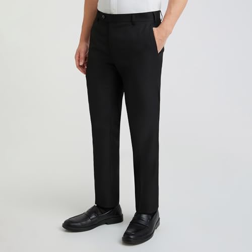 Image of Raymond Men's Slim Fit Mid Rise Structure Pattern Poly Viscose Blend Pleatless Formal Trouser