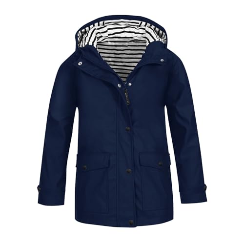 Chaqueta Impermeable Niño, Ligero Con Capucha Chaquetas De Lluvia Softshell Impermeable Capa Lluvia Forro Rayas Larga Transpirable A Prueba De Viento Abrigos De Lluvia Para Niños Niñas 3-14 Años, 01