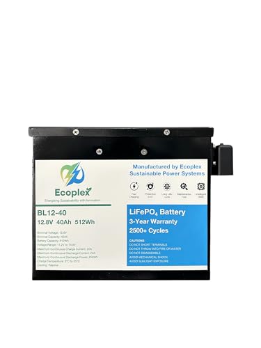 12V 40Ah (512Wh) Lithium Ferro Phosphate Battery Pack - Versatile...