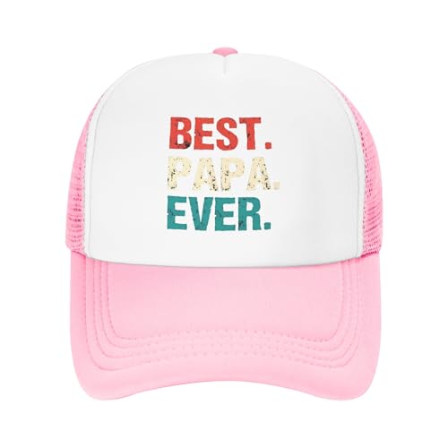 Father's Day Trucker Hats Best Papa Ever Baseball Cap for Kids Boys Girls Snapback Mesh Back Adjustable Caps - Pink