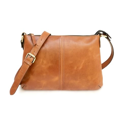 VANSI Genuine Hand Crafted Soft Grain Leather Women Crossbody Handbags Purses Sling Crossover Shoulder Bag