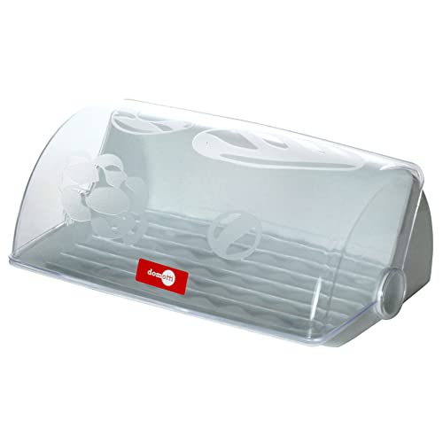 DOMOTTI Brotkasten Avangarda 33,5 x 25 x 14 cm grau transparent Kunststoff Brotkorb mit Rolldeckel Brotbehälter Brotaufbewahrung Rollbrotkasten Klappkasten Brotbox Brotdose Cover
