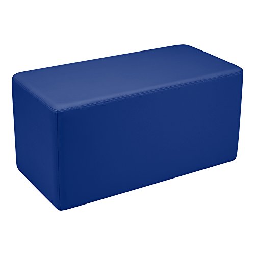 Image of Sprogs 18 inch H Structured Rectangle Stool -Flexible Modular Collaborative Soft Seating for Office, Home, Lounge and School Classrooms with Durable Frame -Blue