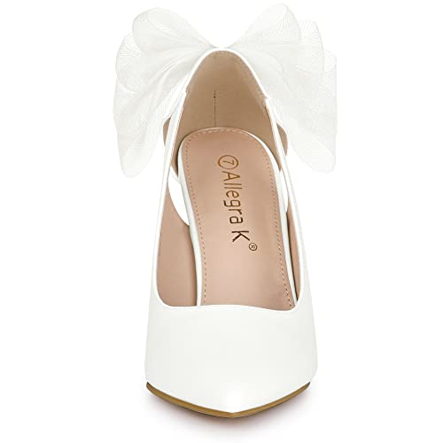 Allegra K Women's Mesh Bow Pointed Toe Stiletto High Heels Pumps4