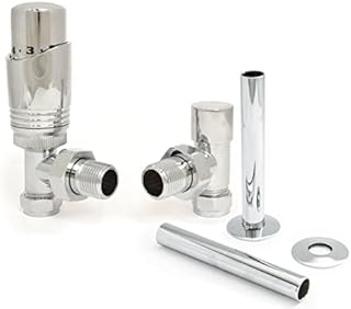 Hot Flow | Cascade Angled Modern TRV Thermostatic Radiator Valve (Pair) (White)