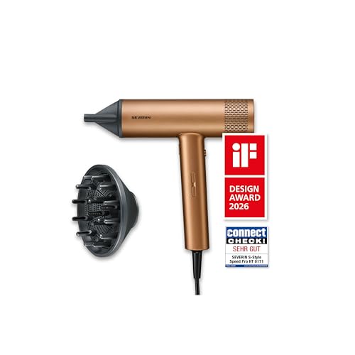 Sèche-cheveux ionique anti-frisottis Severin avec câble long 2,8m pour coiffage doux