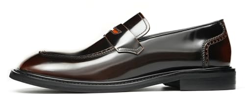 Santimon Men's Dress Loafers Slip-On Shoes - Patent Leather Square Toe Formal Business Casual Shoes for Wedding, Prom, Tuxedo - Comfortable Mocassins2
